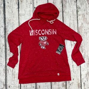 Wisconsin Badgers Retro New Red Collegiate Womens Hoodie Pullover Sweatshirt